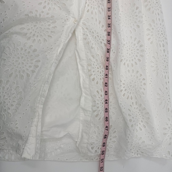 Zara Dress Women Medium White Eyelet 3/4 Sleeves Button Up Midi Cottage Boho - Picture 12 of 13